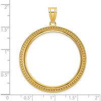 14K Yellow Gold Distinguished Coin Pendant with Beaded Texture - Coin Bezel Mounting, 41.85mm Length by Numis Coin Jewelry