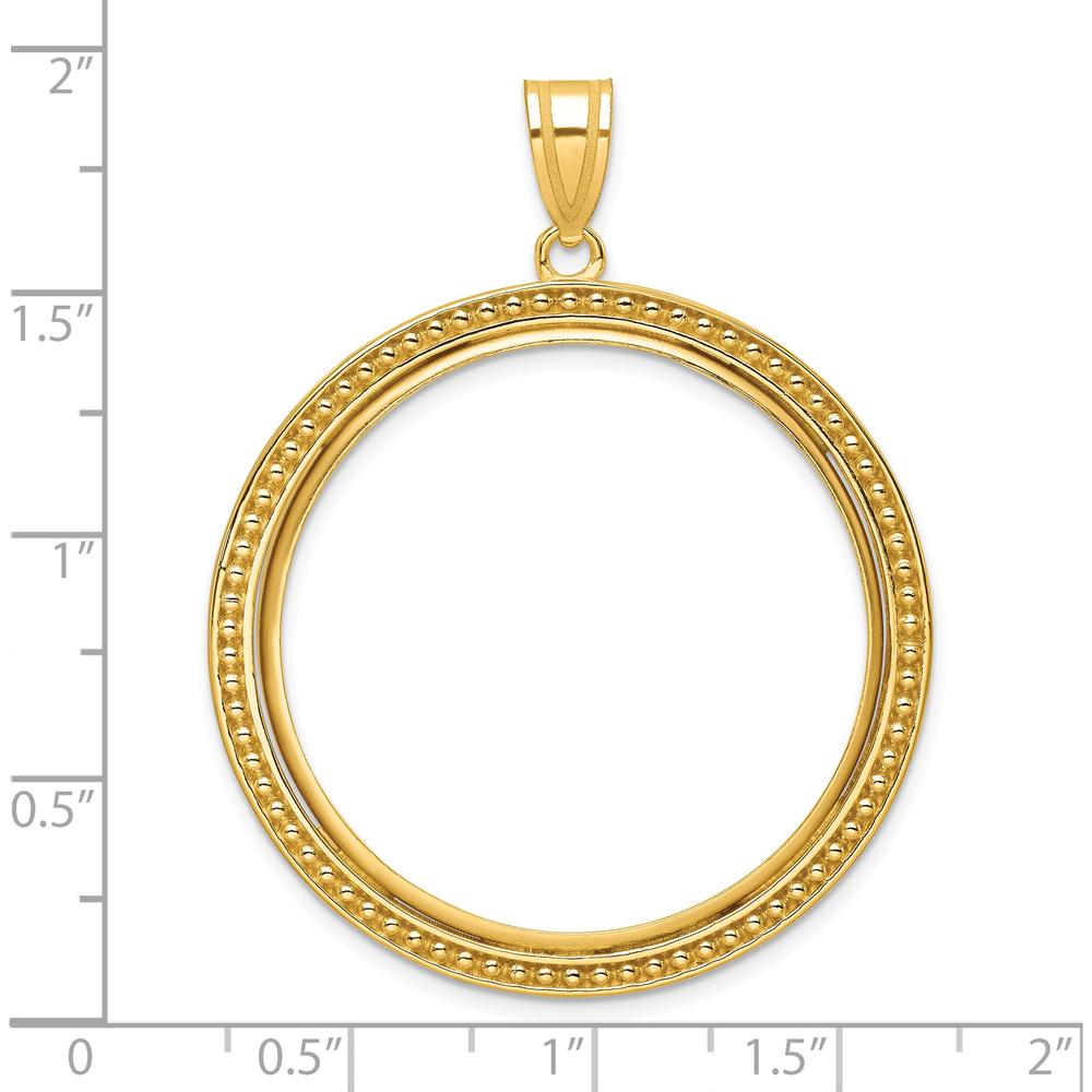 14K Yellow Gold Distinguished Coin Pendant with Beaded Texture - Coin Bezel Mounting, 41.85mm Length by Numis Coin Jewelry