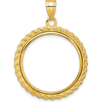 14K Yellow Gold Distinguished Coin Pendant with Casted Rope - 22mm Prong Coin Bezel by Numis Coin Jewelry