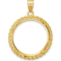 14K Yellow Gold Distinguished Coin Pendant with Casted Rope - 22mm Prong Coin Bezel by Numis Coin Jewelry
