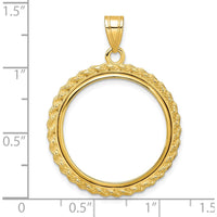 14K Yellow Gold Distinguished Coin Pendant with Casted Rope - 22mm Prong Coin Bezel by Numis Coin Jewelry
