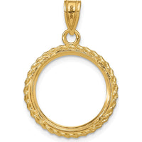 14K Yellow Gold Distinguished Coin Pendant with Casted Rope Detailing - Prong Coin Bezel by Numis Coin Jewelry