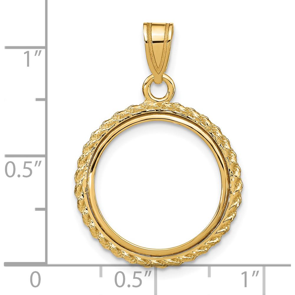 14K Yellow Gold Distinguished Coin Pendant with Casted Rope Detailing - Prong Coin Bezel by Numis Coin Jewelry