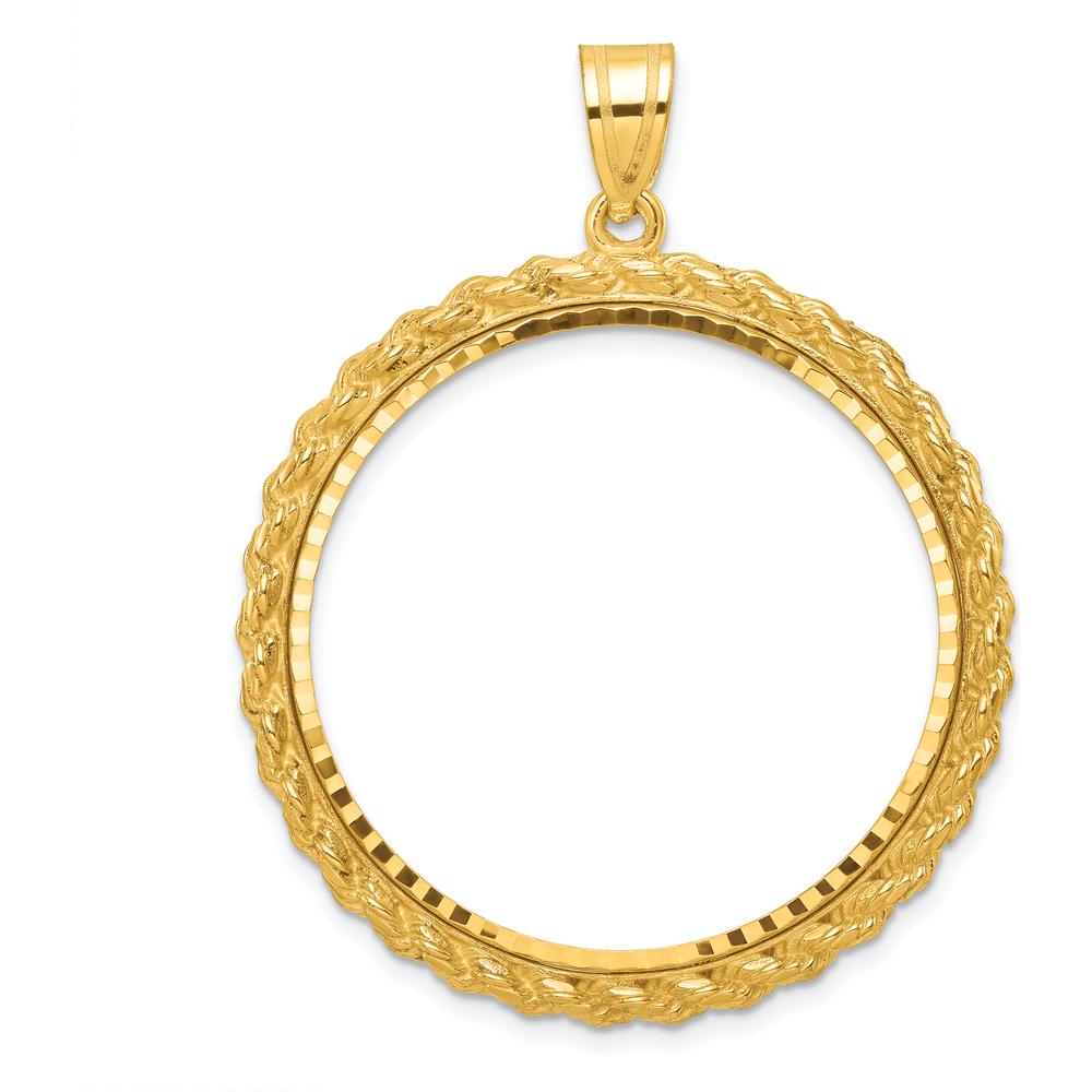 14K Yellow Gold Distinguished Coin Pendant with Diamond-Cut and Casted Rope Details by Numis Coin Jewelry