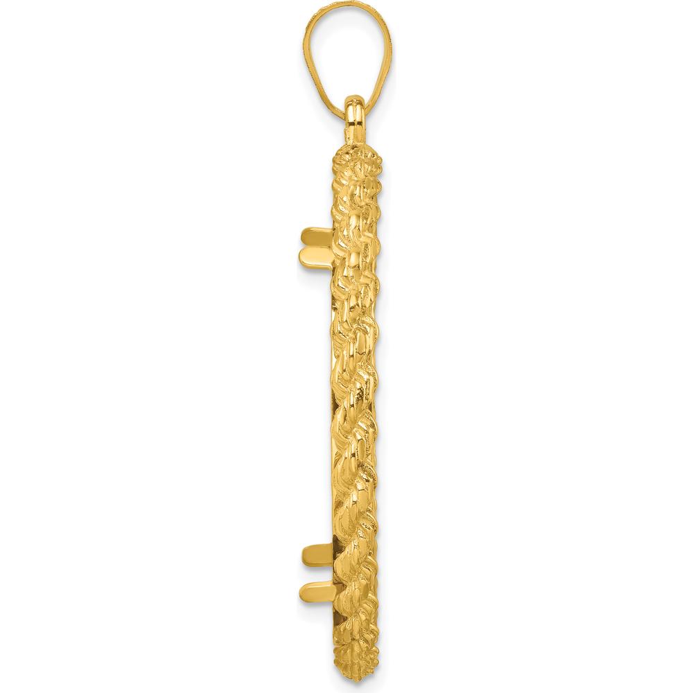 14K Yellow Gold Distinguished Coin Pendant with Diamond-Cut and Casted Rope Details by Numis Coin Jewelry