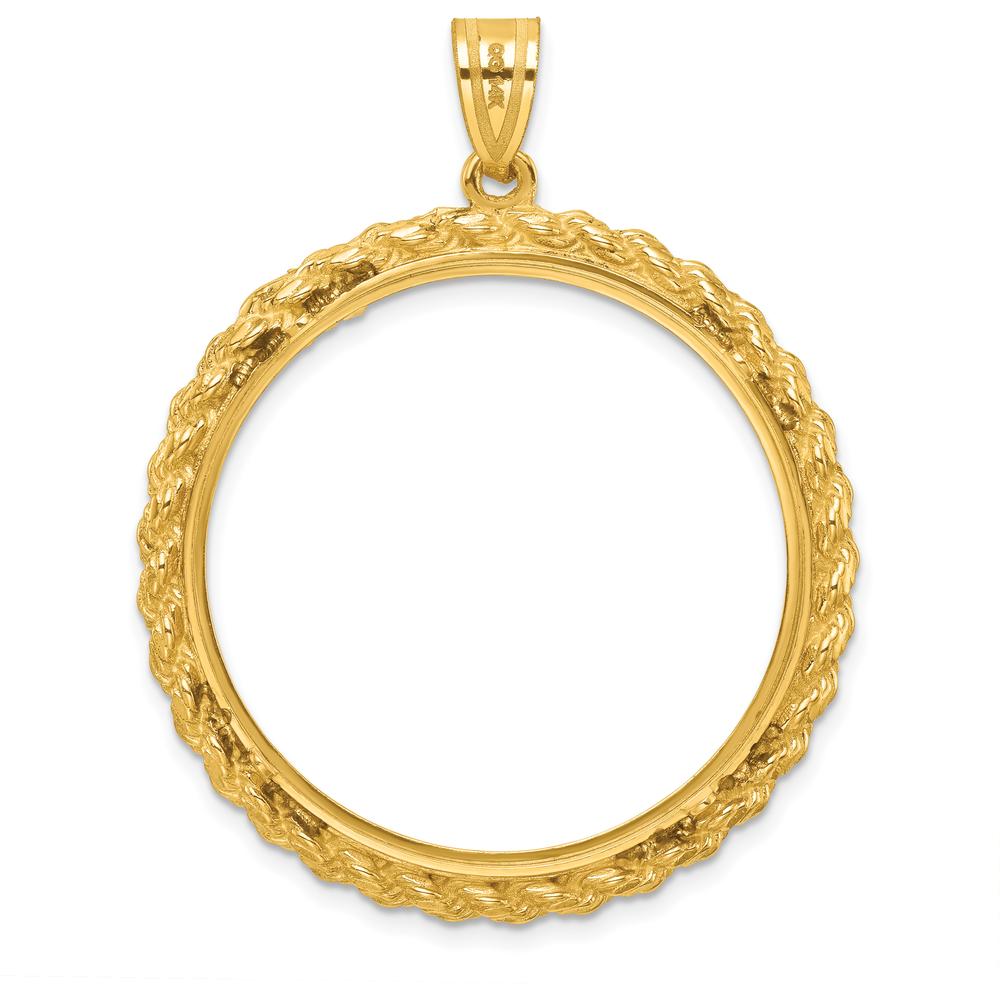 14K Yellow Gold Distinguished Coin Pendant with Diamond-Cut and Casted Rope Details by Numis Coin Jewelry