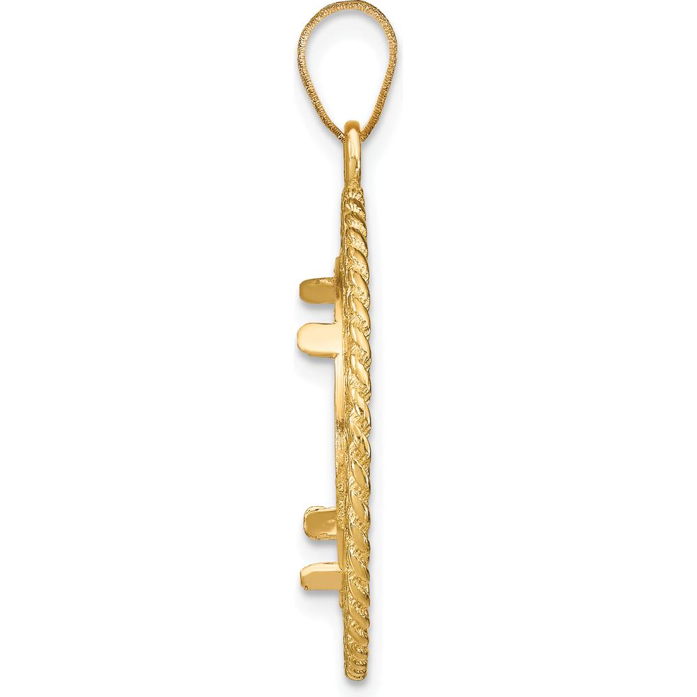 14K Yellow Gold Distinguished Coin Pendant with Diamond-Cut Heart and Rope Design, Prong Coin Bezel for 1/10 oz. American Eagle Coin by Numis Coin Jewelry