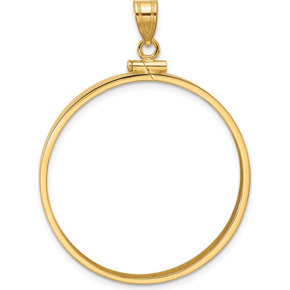 14K Yellow Gold Distinguished Coin Pendant with Screw Top Bezel for 1 oz. American Eagle Coin by Numis Coin Jewelry