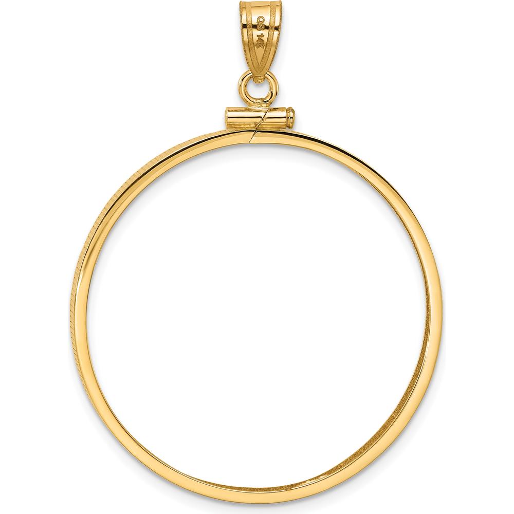 14K Yellow Gold Distinguished Coin Pendant with Screw Top Bezel for 1 oz. American Eagle Coin by Numis Coin Jewelry