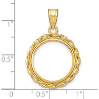 14K Yellow Gold Distinguished Coin Pendant with Twisted Wire Design and Bezel Mount for 1/10 oz. American Eagle Coin by Numis Coin Jewelry