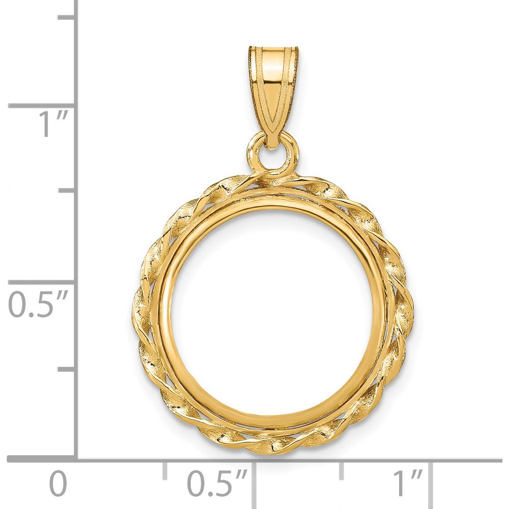 14K Yellow Gold Distinguished Coin Pendant with Twisted Wire Design and Bezel Mount for 1/10 oz. American Eagle Coin by Numis Coin Jewelry