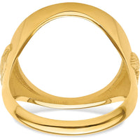 14K Yellow Gold Distinguished Coin Ring with Polished Textured Diamond-Cut and Eagle Side Design - Holds 1/10 oz. American Eagle Coin by Numis Coin Jewelry