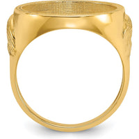 14K Yellow Gold Distinguished Coin Ring with Textured Detail - Holds 1/10 oz. American Eagle Coin by Numis Coin Jewelry