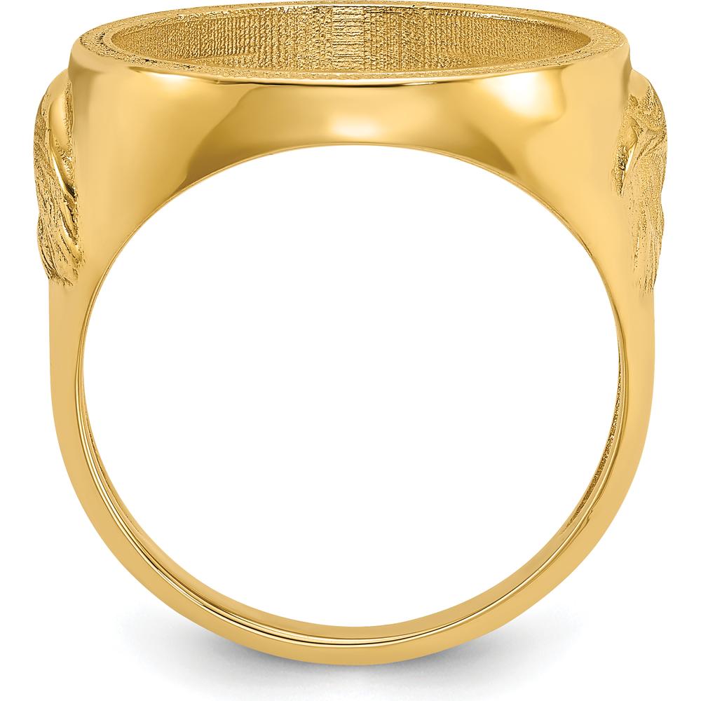 14K Yellow Gold Distinguished Coin Ring with Textured Detail - Holds 1/10 oz. American Eagle Coin by Numis Coin Jewelry