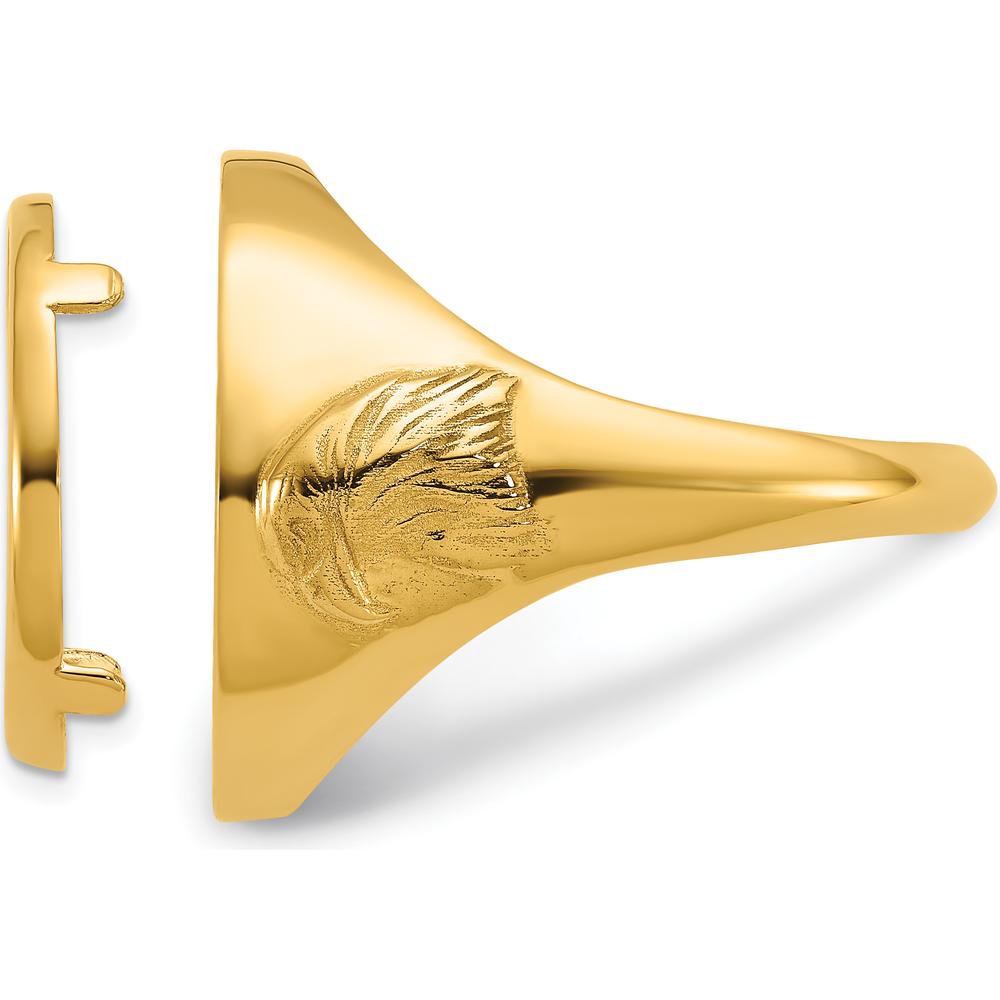 14K Yellow Gold Distinguished Coin Ring with Textured Detail - Holds 1/10 oz. American Eagle Coin by Numis Coin Jewelry
