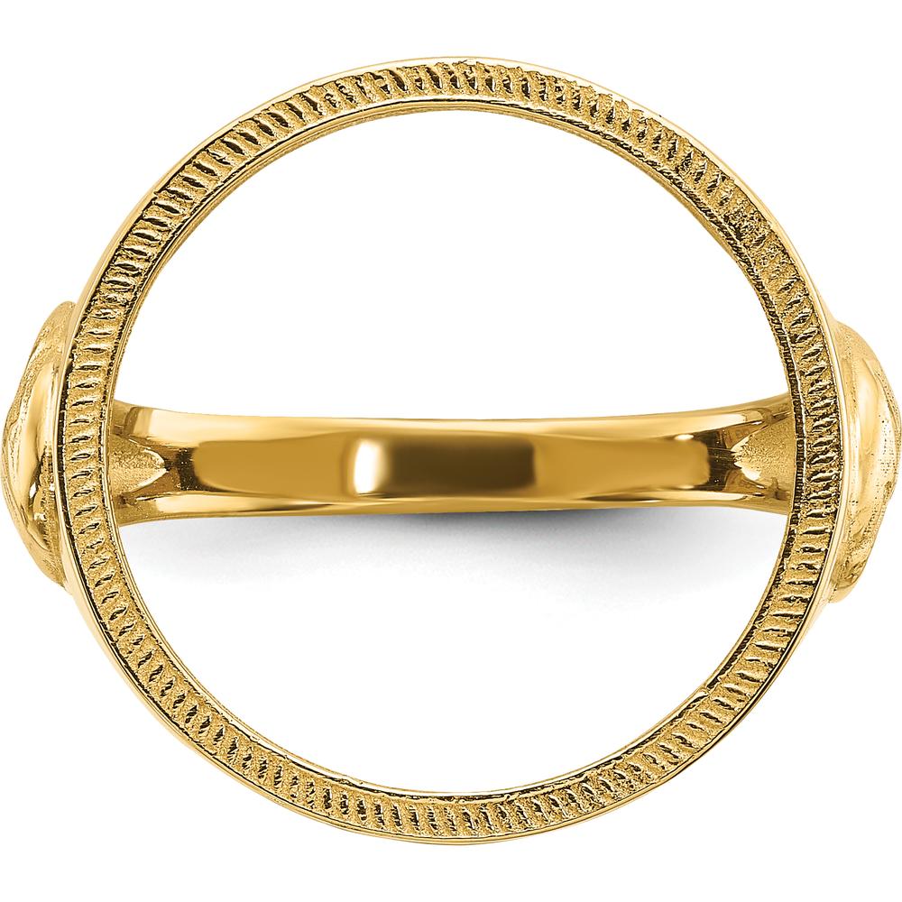 14K Yellow Gold Distinguished Coin Ring with Textured Detail - Holds 1/10 oz. American Eagle Coin by Numis Coin Jewelry