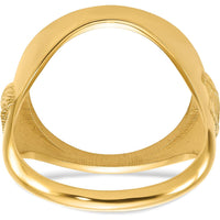14K Yellow Gold Distinguished Coin Ring with Textured Detail - Holds 1/10 oz. American Eagle Coin by Numis Coin Jewelry