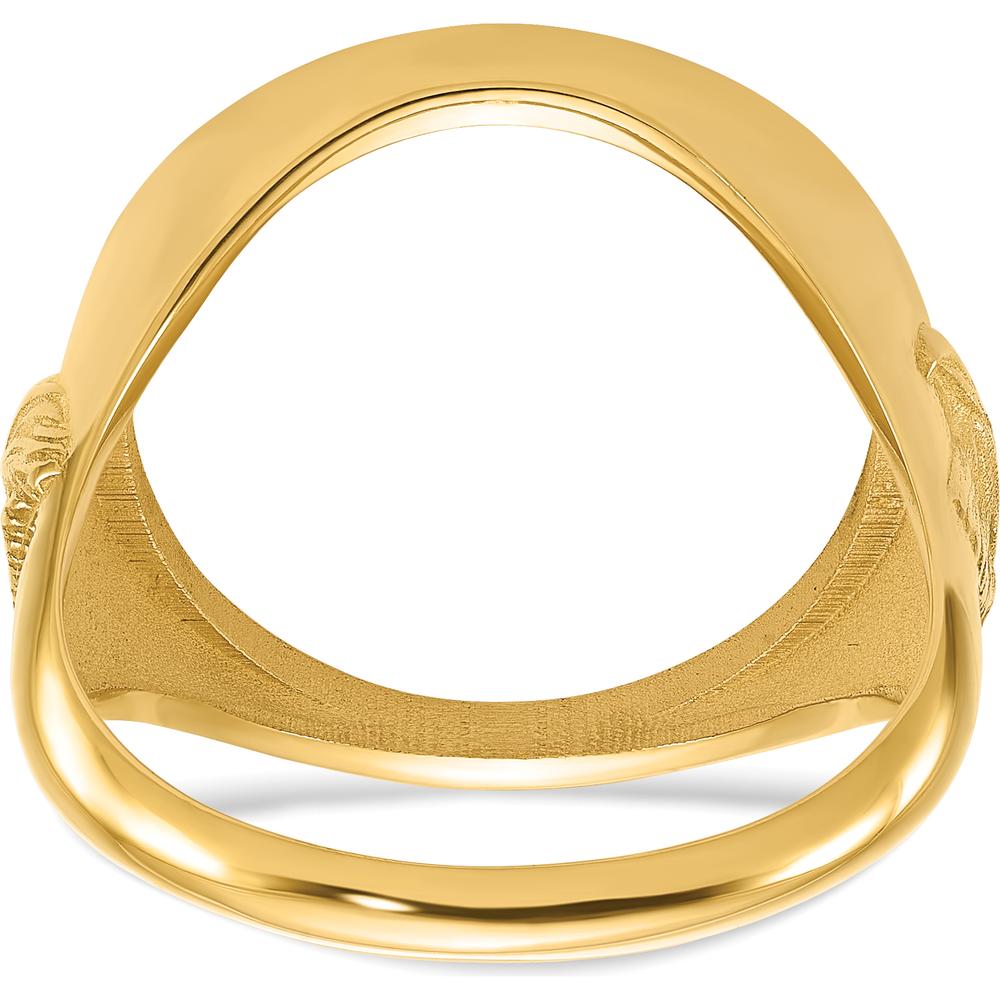 14K Yellow Gold Distinguished Coin Ring with Textured Detail - Holds 1/10 oz. American Eagle Coin by Numis Coin Jewelry