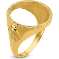 14K Yellow Gold Distinguished Coin Ring with Textured Detail - Holds 1/10 oz. American Eagle Coin by Numis Coin Jewelry
