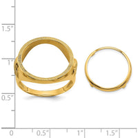 14K Yellow Gold Distinguished Coin Ring with Textured Detail - Holds 1/10 oz. American Eagle Coin by Numis Coin Jewelry