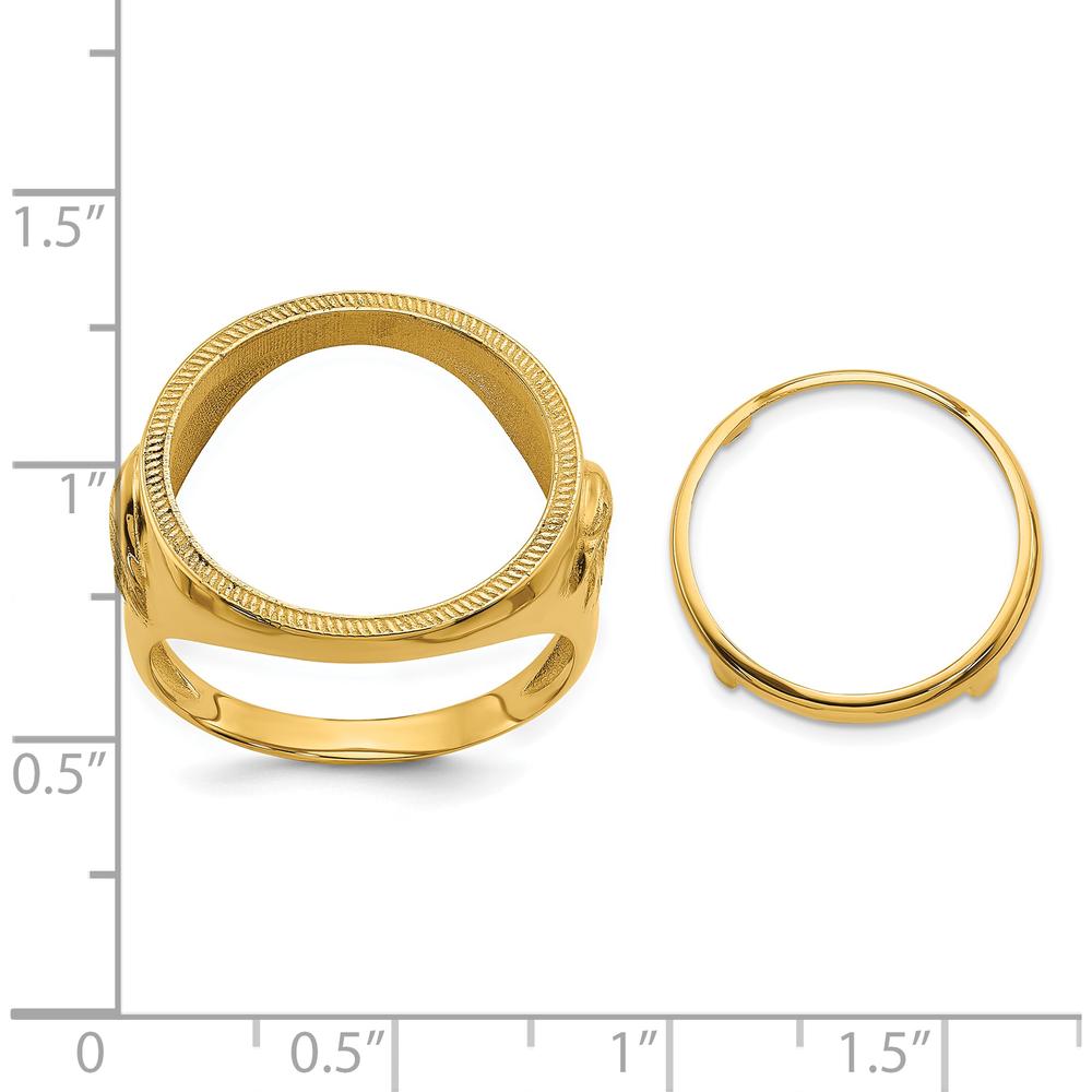 14K Yellow Gold Distinguished Coin Ring with Textured Detail - Holds 1/10 oz. American Eagle Coin by Numis Coin Jewelry