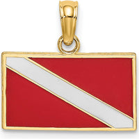 14K Yellow Gold Dive Flag Charm with Red and White Enamel Accents by Oro Pregiato