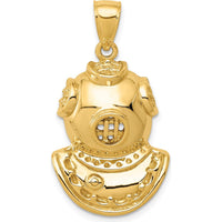 14K Yellow Gold Divers Helmet Pendant - 30mm Length, 17mm Width by Oro Pregiato