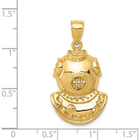 14K Yellow Gold Divers Helmet Pendant - 30mm Length, 17mm Width by Oro Pregiato