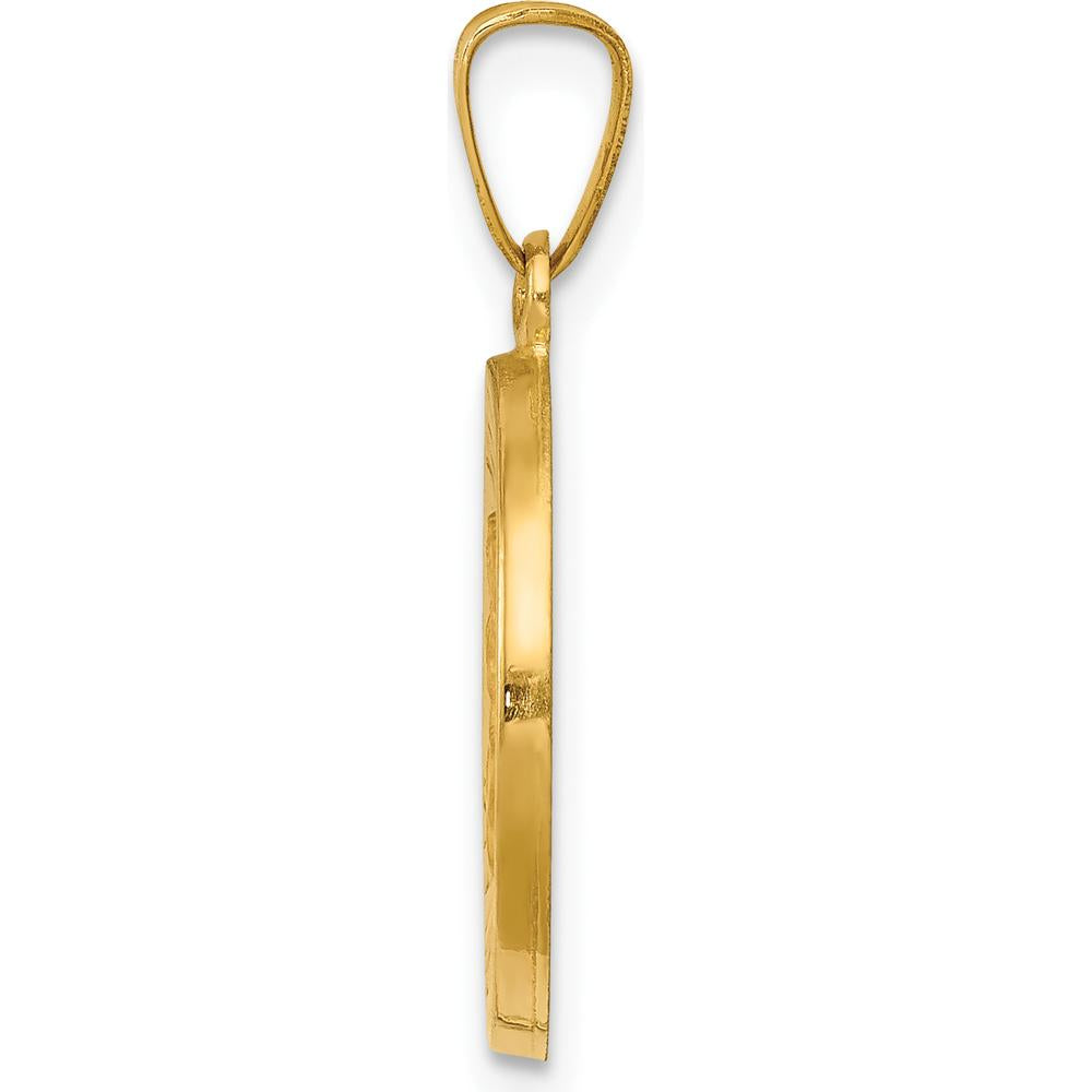 14K Yellow Gold Divino Niño Spanish Medal Pendant with Polished and Brushed Finish - 15.28mm by Oro Pregiato