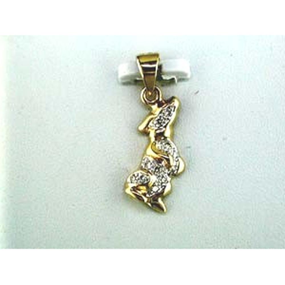 14K Yellow Gold Dog Pendant with Round Diamonds and Ruby Accent - 0.12 Carat Total Diamond Weight and 0.02 Carat Total Ruby Weight - Royal Jewelry