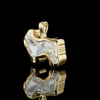 14K Yellow Gold Dog Shape Pendant with 2.75 Carat Lab Grown Diamond - Bezel Set E-F VVS2 - Covaloro Fine Jewelry