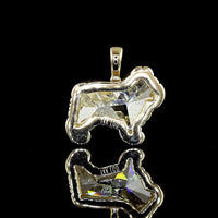 14K Yellow Gold Dog Shape Pendant with 2.75 Carat Lab Grown Diamond - Bezel Set E-F VVS2 - Covaloro Fine Jewelry