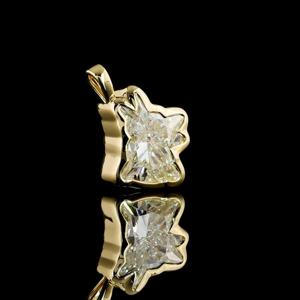 14K Yellow Gold Dog Shape Pendant with Bezel Set 2.27 Carat Lab Grown Diamond - E-F Color VS1 Clarity - Covaloro Fine Jewelry