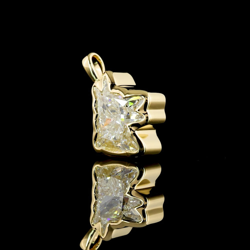 14K Yellow Gold Dog Shape Pendant with Bezel Set 2.27 Carat Lab Grown Diamond - E-F Color VS1 Clarity - Covaloro Fine Jewelry