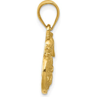 14K Yellow Gold Dolphin and Sand Dollar Charm - Textured Design by Oro Pregiato