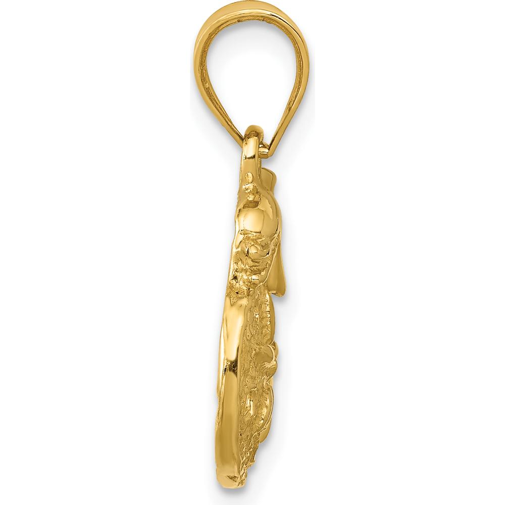 14K Yellow Gold Dolphin and Sand Dollar Charm - Textured Design by Oro Pregiato