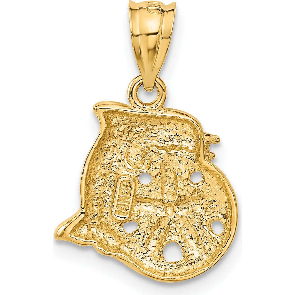 14K Yellow Gold Dolphin and Sand Dollar Charm - Textured Design by Oro Pregiato