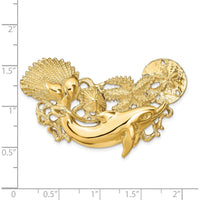 14K Yellow Gold Dolphin and Shell Cluster Omega Slide Pendant by Oro Pregiato