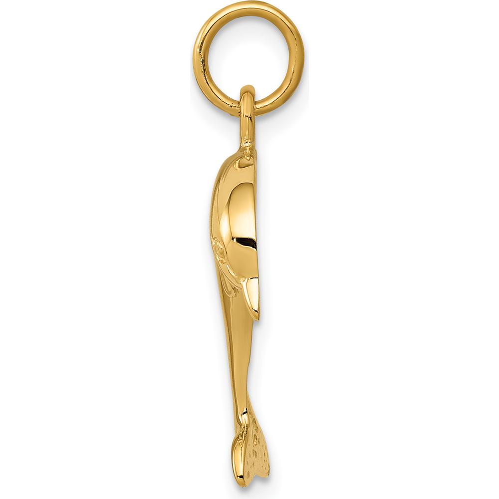 14K Yellow Gold Dolphin Charm Pendant - 23mm Length, 5mm Width by Oro Pregiato
