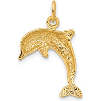 14K Yellow Gold Dolphin Charm Pendant - 23mm Length, 5mm Width by Oro Pregiato