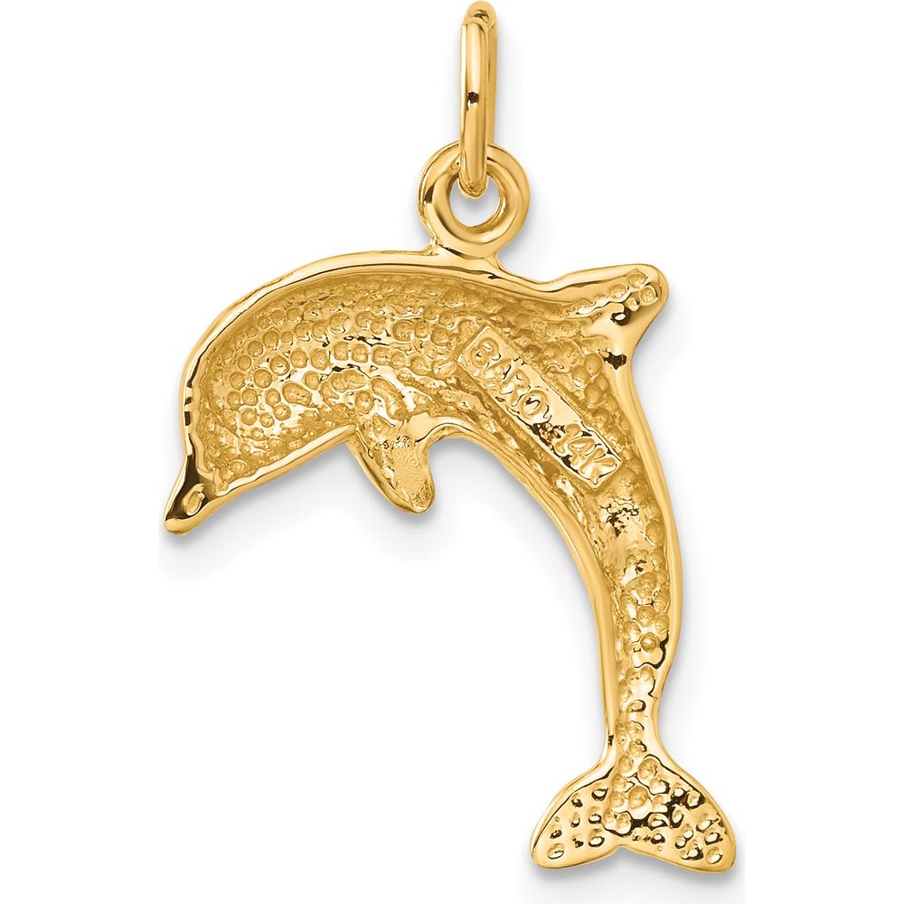 14K Yellow Gold Dolphin Charm Pendant - 23mm Length, 5mm Width by Oro Pregiato