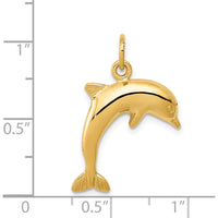 14K Yellow Gold Dolphin Charm Pendant - 23mm Length, 5mm Width by Oro Pregiato