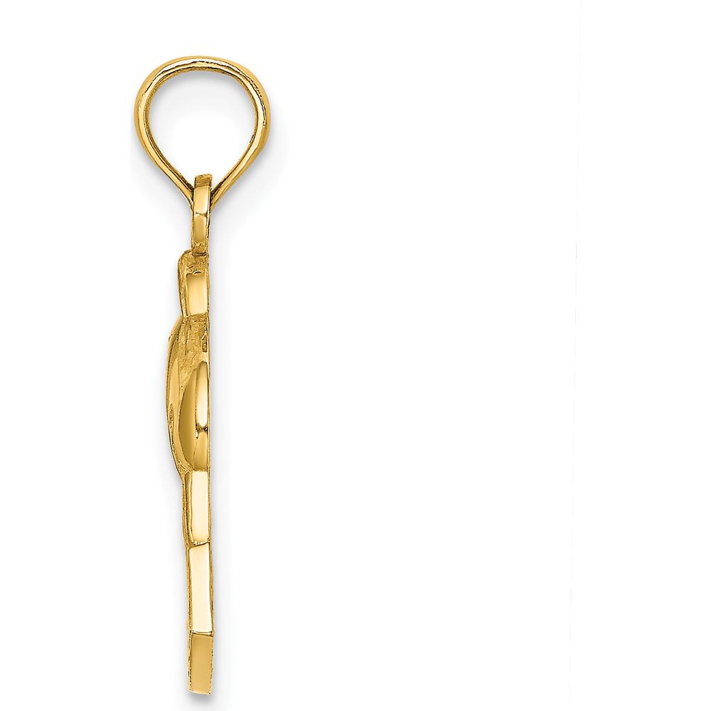14K Yellow Gold Dolphin Charm with "Ocean City" Banner Pendant - 15.6mm Length by Oro Pregiato