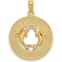 14K Yellow Gold Dolphin Circle Charm Pendant - 19.1mm by Oro Pregiato