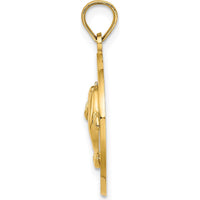 14K Yellow Gold Dolphin Circle Charm Pendant - 19.1mm by Oro Pregiato