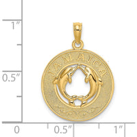 14K Yellow Gold Dolphin Circle Charm Pendant - 19.1mm by Oro Pregiato