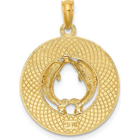 14K Yellow Gold Dolphin Circle Charm Pendant - 19.1mm by Oro Pregiato