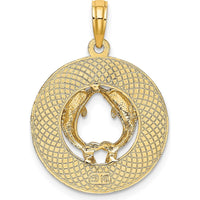14K Yellow Gold Dolphin Circle Charm Pendant - 25.9mm Length by Oro Pregiato