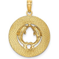 14K Yellow Gold Dolphin Circle Pendant Charm - Polished Finish by Oro Pregiato