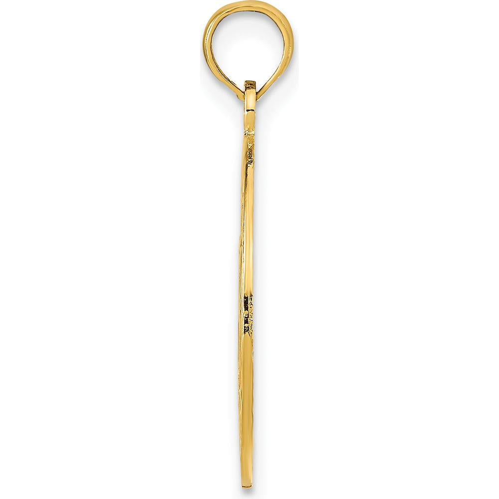 14K Yellow Gold Dolphin Circle Pendant - Marco Island Charm with Polished Finish by Oro Pregiato